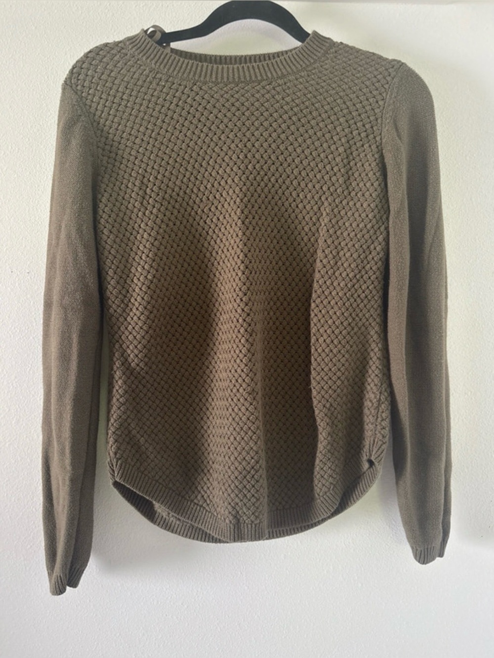 Women's Textured Crewneck Sweater - Olive Green